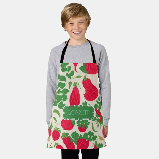 大根モザイクカラフルパタパーソナライズされたーン エプロン (着用した状態)