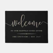 大歓迎の後ずっと幸せにパーソナライズされた過ごす ドアマット (正面)