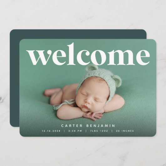 大歓迎 |写真の誕生のお知らせ 案内状 (正面/裏面)