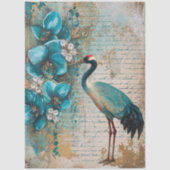 大水エレガント色花模様&クレーンのデコパージュ 薄葉紙 (正面)