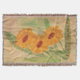 大水彩デイジー スローブランケット