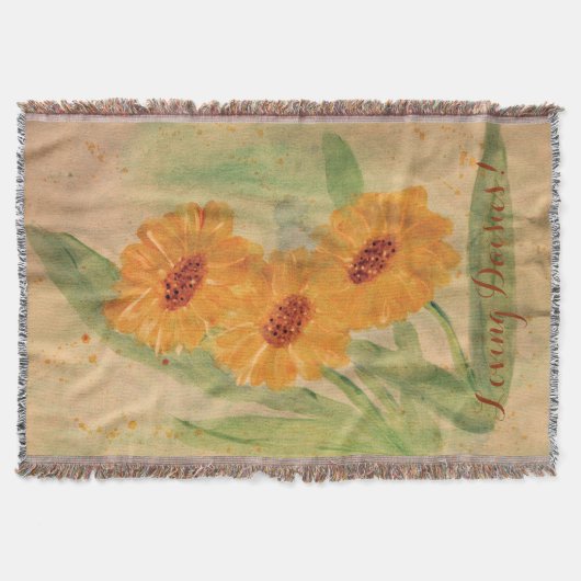 大水彩デイジー スローブランケット (正面)