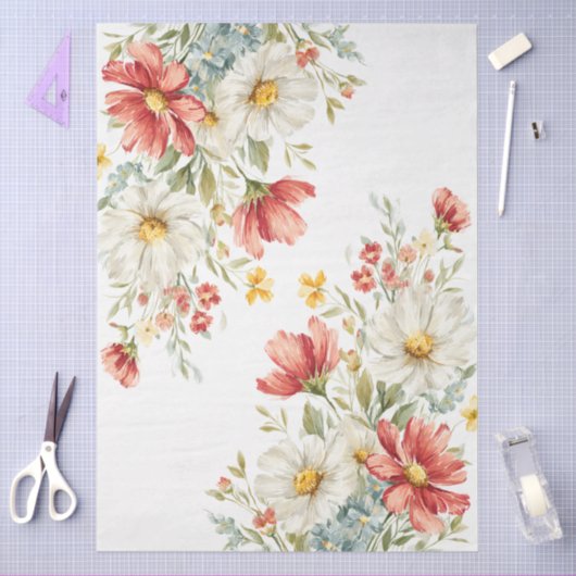 大水彩ワイルドフラワーブーケデコページ 薄葉紙 (クラフト)