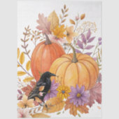 大水彩秋ワイルドフラワーカボチャ&カラス 薄葉紙 (正面)