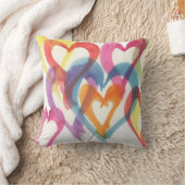 大水彩色数々のハート枕 クッション (ブランケット)