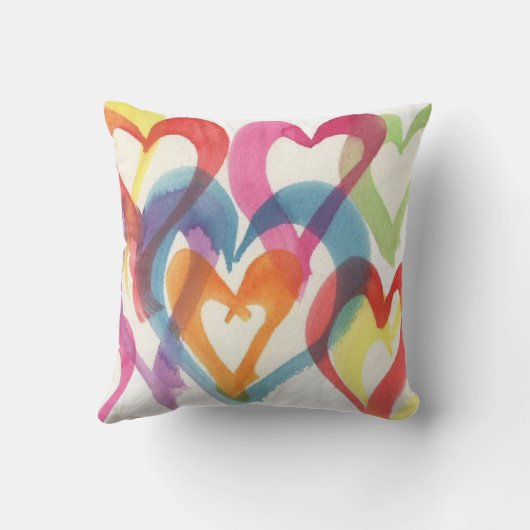 大水彩色数々のハート枕 クッション (裏面)