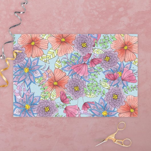 大水彩花と葉植物学 薄葉紙