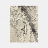 大波（葛飾北斎） フリースブランケット (正面)