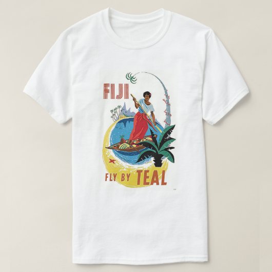 大洋性のフィージーのヴィンテージ旅行芸術ポスター Tシャツ (デザイン正面)