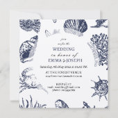 大洋航海のダークネイビー結婚式招待状 招待状 (正面)