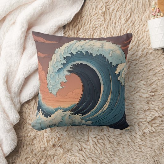 大津波波 クッション (ブランケット)