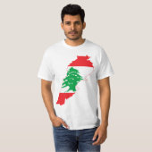 大活字のレバノンの旗の地図 Tシャツ (正面フル)