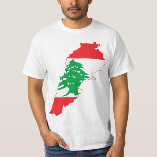 大活字のレバノンの旗の地図 Tシャツ (正面)