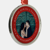 大流行結婚した時に |写真付き赤 メタルオーナメント (右)