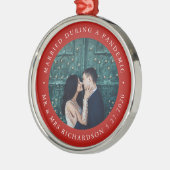 大流行結婚した時に |写真付き赤 メタルオーナメント (左)