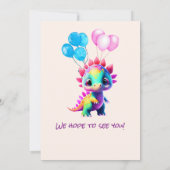 大爆発カラフルする最初の誕生日の恐竜 招待状 (裏面)