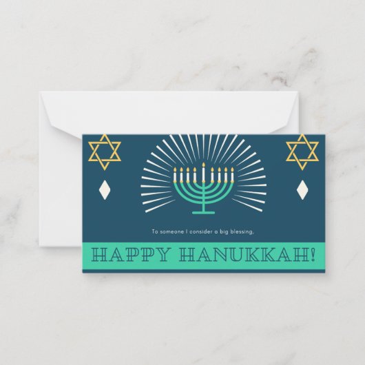 大物のハヌカー賛美カードを考える ノートカード (正面)