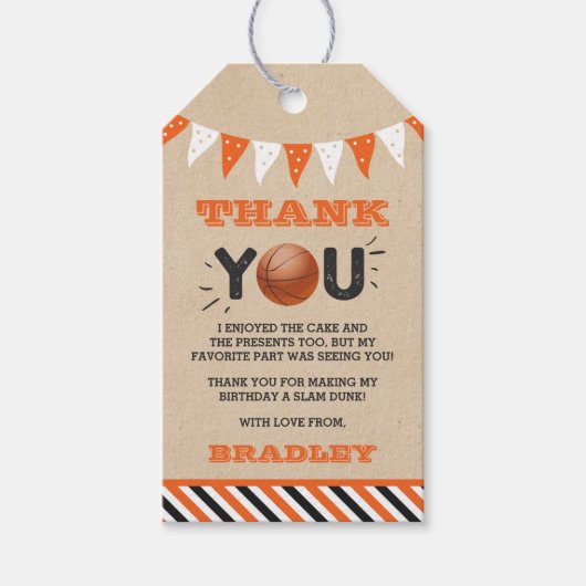 大物をバタンと叩く |バスケットボール誕生日 ギフトタグ (正面)