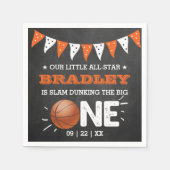 大物をバタンと叩く |バスケットボール1回目の誕生日 スタンダードカクテルナプキン (正面)