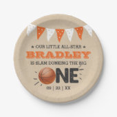 大物をバタンと叩く |バスケットボール1回目の誕生日 ペーパープレート (正面)
