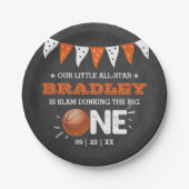 大物をバタンと叩く |バスケットボール1回目の誕生日 ペーパープレート (正面)