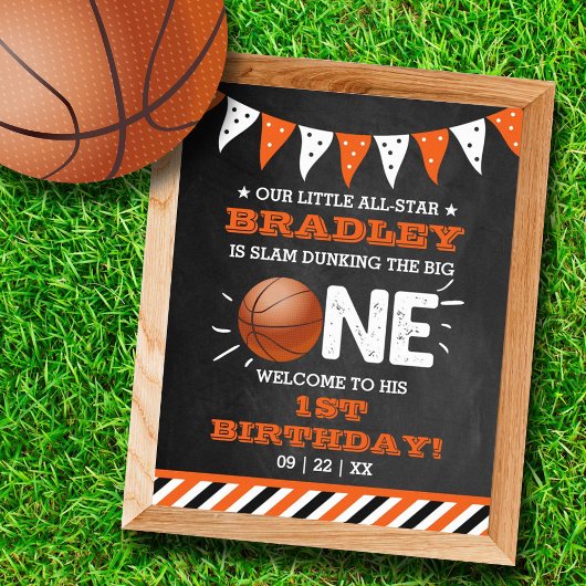 大物をバタンと叩く |バスケットボール1回目の誕生日 ポスター