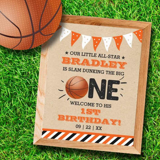 大物をバタンと叩く |バスケットボール1回目の誕生日 ポスター