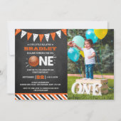 大物をバタンと叩く |バスケットボール1回目の誕生日 招待状 (正面)