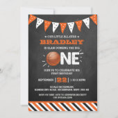 大物をバタンと叩く |バスケットボール1回目の誕生日 招待状 (正面)