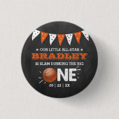 大物をバタンと叩く |バスケットボール1回目の誕生日 缶バッジ (正面)