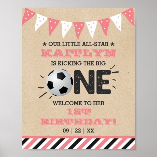 大物を蹴ること |サッカーの最初の誕生日へようこそ ポスター (正面)