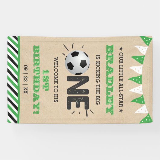 大物を蹴ること |サッカーの最初の誕生日へようこそ 横断幕 (横)