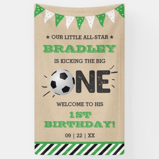 大物を蹴ること |サッカーの最初の誕生日へようこそ 横断幕 (縦)