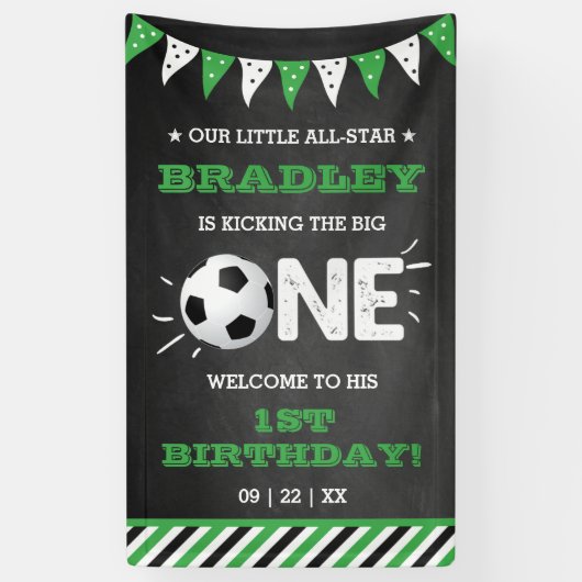 大物を蹴ること |サッカーの最初の誕生日へようこそ 横断幕 (縦)