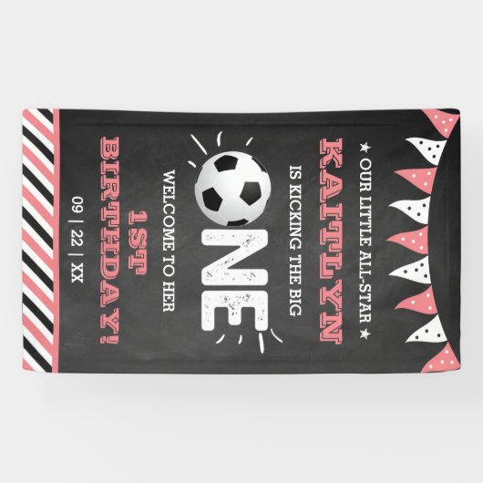 大物を蹴ること |サッカーの最初の誕生日へようこそ 横断幕 (横)