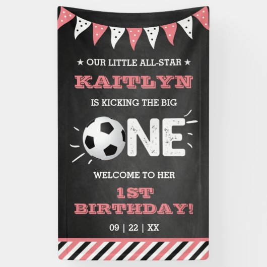 大物を蹴ること |サッカーの最初の誕生日へようこそ 横断幕 (縦)