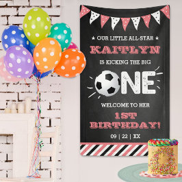 大物を蹴ること |サッカーの最初の誕生日へようこそ 横断幕