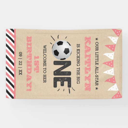 大物を蹴ること |サッカーの最初の誕生日へようこそ 横断幕 (横)