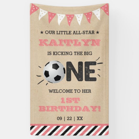 大物を蹴ること |サッカーの最初の誕生日へようこそ 横断幕 (縦)