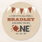 大物を蹴ること |サッカーの誕生日 ラウンドペーパーコースター (正面)