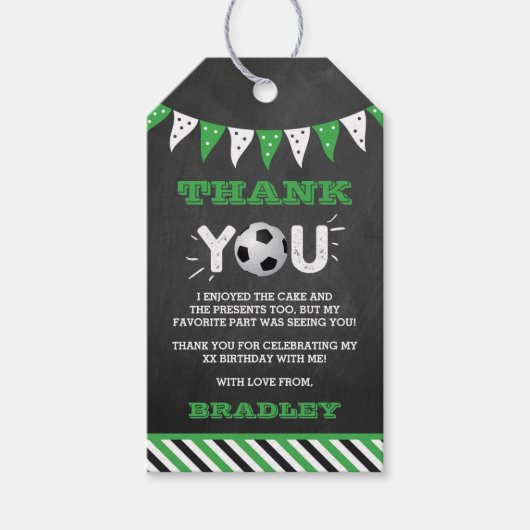 大物を蹴ること |サッカー1回目の誕生日 ギフトタグ (正面)