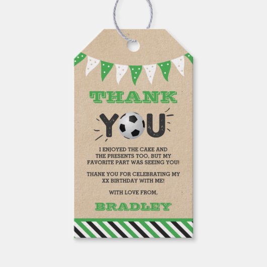 大物を蹴ること |サッカー1回目の誕生日 ギフトタグ (正面)