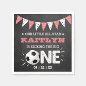 大物を蹴ること |サッカー1回目の誕生日 スタンダードカクテルナプキン (正面)