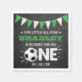 大物を蹴ること |サッカー1回目の誕生日 スタンダードカクテルナプキン (正面)