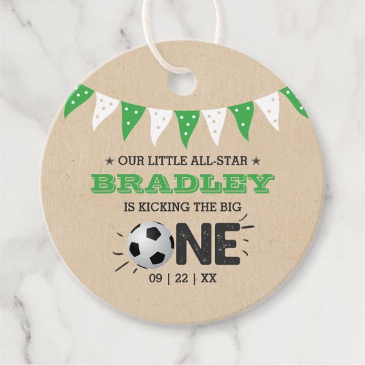 大物を蹴ること |サッカー1回目の誕生日 フェイバータグ (正面)
