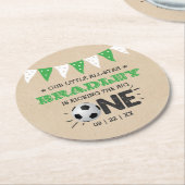 大物を蹴ること |サッカー1回目の誕生日 ラウンドペーパーコースター (アングル)