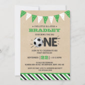 大物を蹴ること |サッカー1回目の誕生日 招待状 (正面)