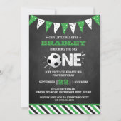 大物を蹴ること |サッカー1回目の誕生日 招待状 (正面)