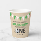 大物を蹴ること |サッカー1回目の誕生日 紙コップ (正面)