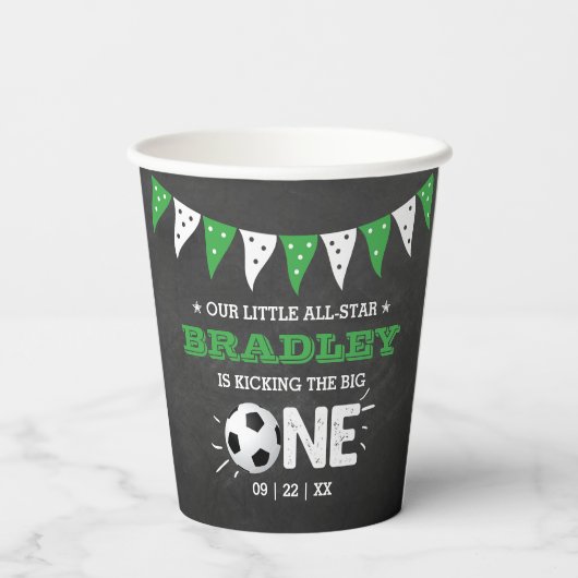 大物を蹴ること |サッカー1回目の誕生日 紙コップ (裏面)